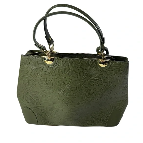 ZAGARA floral embossed Leather handbag ~ Made in Italy